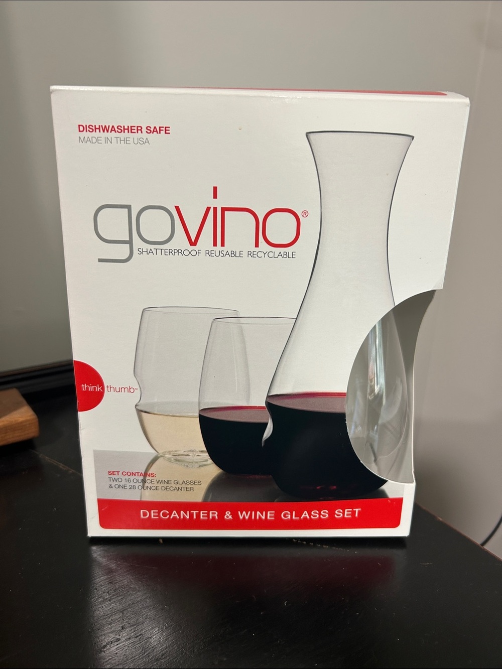 Shatterproof Clear Decanter & Wine Glass Set - Dishwasher Safe   New